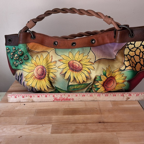 Anuschka Leather Bag with Purple and Brown Details - Picture 11 of 14